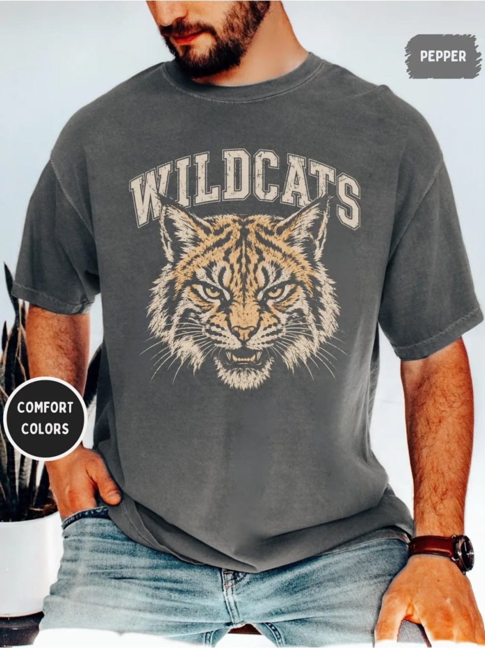 Comfort Colors Wildcats Graphic Tee in Pepper Gray